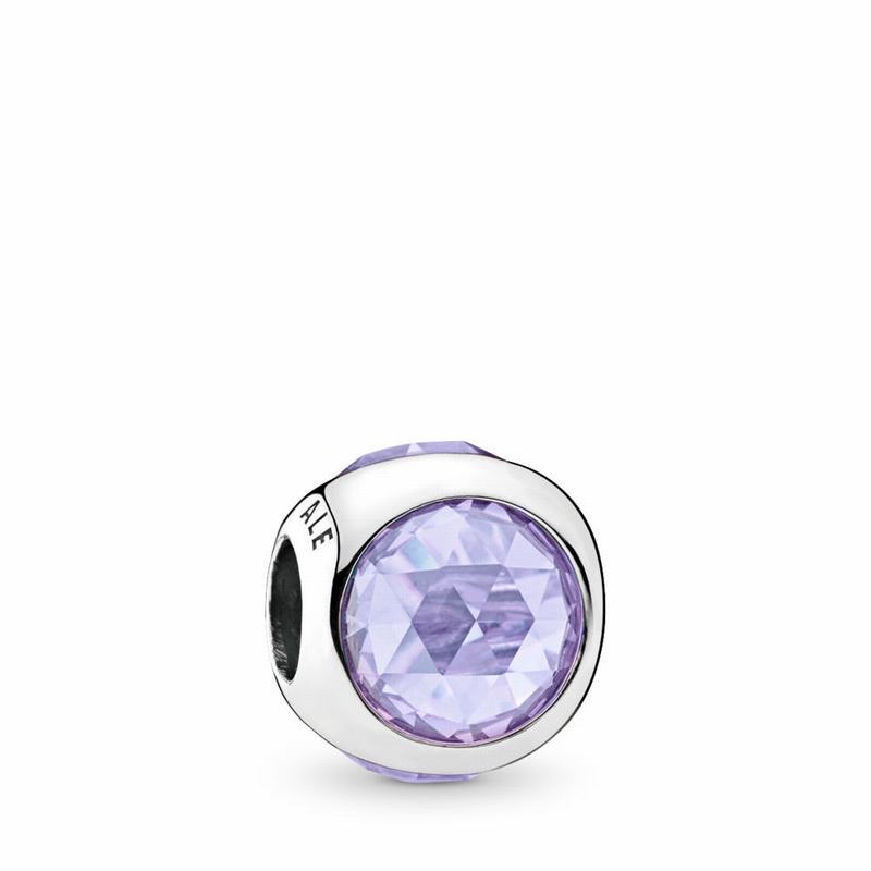 Pandora Radiant Droplet Charm Ireland - Sterling Silver/Purple/Cubic Zirconia - 498572DMZ